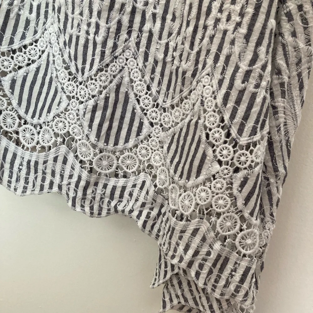 NWT Venus ✨NEW✨ Embroidered Linen Dress One Shoulder Asymmetrical striped - Picture 7 of 8